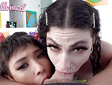 Swallowed Brooklyn Gray And Lydia Black Gag Over Cock