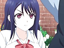 Busty Anime Schoolgirl Blows A Classmate And Fucks In The Toilet