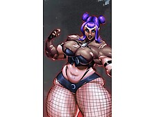 BBW Goth grows to extreme muscle giantess