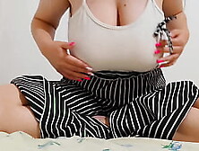 Busty sweetie decided to play with her gigantic titties when no 1 was home - Luxury Cumming