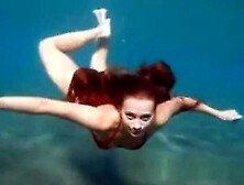 Julia Is Swimming Underwater Nude In The Sea