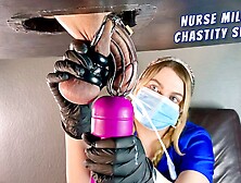 Nurse Milks Chastity Slave's Humongous Spunk Load With Vibe Wand