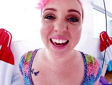 CAROLINE CROSS aka MILEY MAY Cute Cubby Blond Coed Massive Ramrod POV Oral pleasure and Cum Gulp