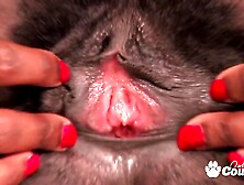 Nina Devon gets her bushy vagina jizzed after ride on jock