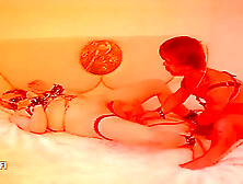 Tied up chick gets tormented by two guys