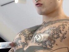 Kawasakiyoshi. Com - Tattooed Yoshi Kawasaki Jerking Off And Playing With His Hard Nip