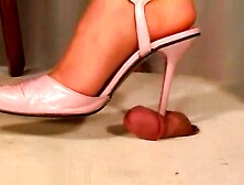 Pink shoes cock crush and shoejob 1
