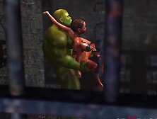 Full-Bosomed Girl Is Carried On Monster's Big Cock In Adult Cartoon