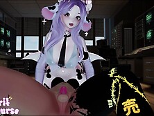 Bimbo Cow Mounts a Caged Subby Puppy in the Office! ~ VRChat ERP ASMR RP Chastity ~