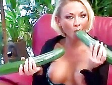 Mature Fisting Giant Cucumbers And Bottle In Pussy And