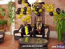 two Shameful Brunettes Bang Their Boss at Fresh Year's Eve Party.