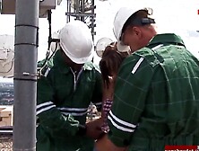 Slender Women with small titties nailed anal from 2 worksmen