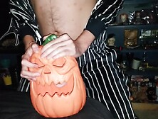 Wearing a Jack skeleton onesie,  and screwing my jack-o-lantern sex-toy! Cheerful Halloween 2024