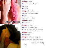 Pink Haired hot watching bro jerk off on cam