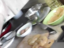 In Kitchen Step mommy Milf Dubarry Transparent Negligee Without Panties Prepares Next Dish.  Nude Cooking