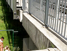 Laura gets fucked on a bridge by a horny dude's tongue