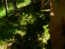 Petite Italian Chick Peeing In A Forest