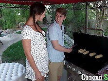 CuckoldSessions - Innoncent BBQ Turns To My HOT GF Cucking Me Hard By Fucking 4 Dicks