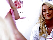 Gyno Kenna James inspects Lily Larimars twat ifo her stepmoms Kenzie Taylor and Serene Siren. This babe pops the question if this