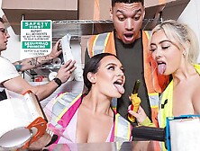 Chloe Surreal And Lexi Sample Working Girls In Interracial Threesome In Warehouse - Chloe Surreal