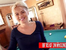 Bf VS Gf: Titus Steel & Jasmine Rouge Version Of Strip Poker Is A Pool Table Challenge