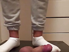 Cock Trample And Ballbusting With My White Ankle Socks