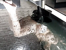 Squirt in White Nylons