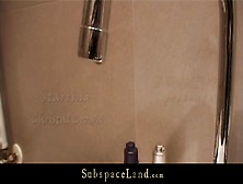 Sexy redhead bondage in the shower and after fucked