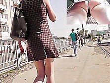 Upskirt Straps Filmed Outdoors