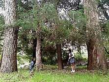 I fuck a beautiful schoolgirl in her uniform in the forest