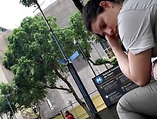 Candid girl dirty pink soles