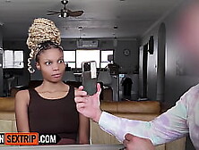 Sexy Golden-haired Afro Honey Drilled Hard By Large White Knob Agent At Fake Casting