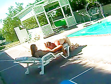 Hot Chick And Guy Fuck Outside By A Pool