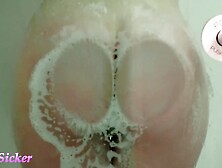 Playing with my ass against the glass in the shower