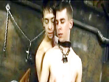 Restrain Bondage & Discipline Bondage Gay Boy Is Whipped And Stroked.