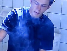 Hot Ian Madrox Was Caught Smoking And Jacking Off In The Bathroom