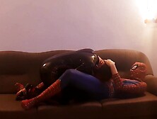 Puppy gets banged by sexually excited cosplay Spiderman