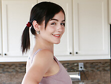 Rosalyn Is Amazed With Stepdaddy's Cock - Cute and Sexy Taboo Teen Blowjob and Sex in the Kitchen (18+)