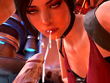 Ada Wong Deephroat Blowjob Close Up : Resident Evil Parody