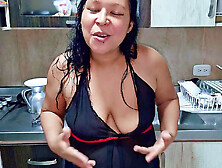 Stepson Witnesses Naughty Colombian Stepmom's Explosive Climax In The Kitchen