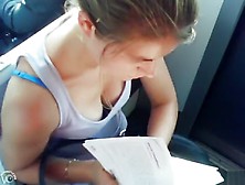 Great Cleavage On A Chick Reading On The Train