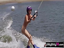 Monstrous Boobed Badass Naked Babe Dani Mathers Loving Wake Boarding