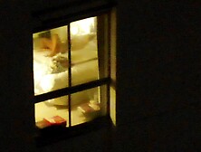 Drone Bust Girl Playing In Window