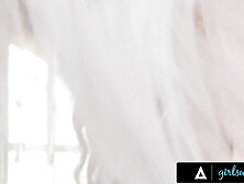 GIRLSWAY - Large Bazookas August Skye Gets Coarse With Aiden Ashley! FLOGGING,  BOOTY EATING,  & RAW BELT-ON