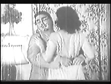 Woman with big ass and boobs gives head and does it doggy style in old b&w clip