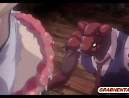 Pregnant hentai with huge boobs brutally drilled by tentacles monster