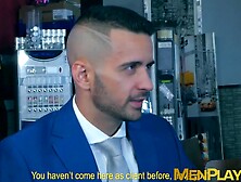 Office workers Bruno Max and Robbie Rojo anal fucking rough