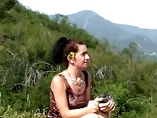 Neglected brunette milf gets plowed in the woods by 2 horny strangers