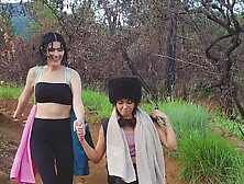 Exhibitionism In The River With Two Lesbians