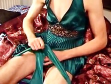 Cumming On Green Satin Dress